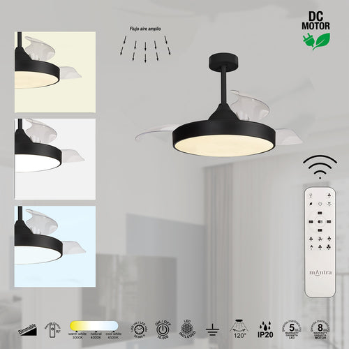 ALASKA * Ventilador Negro LED 50W-2700K-5000K