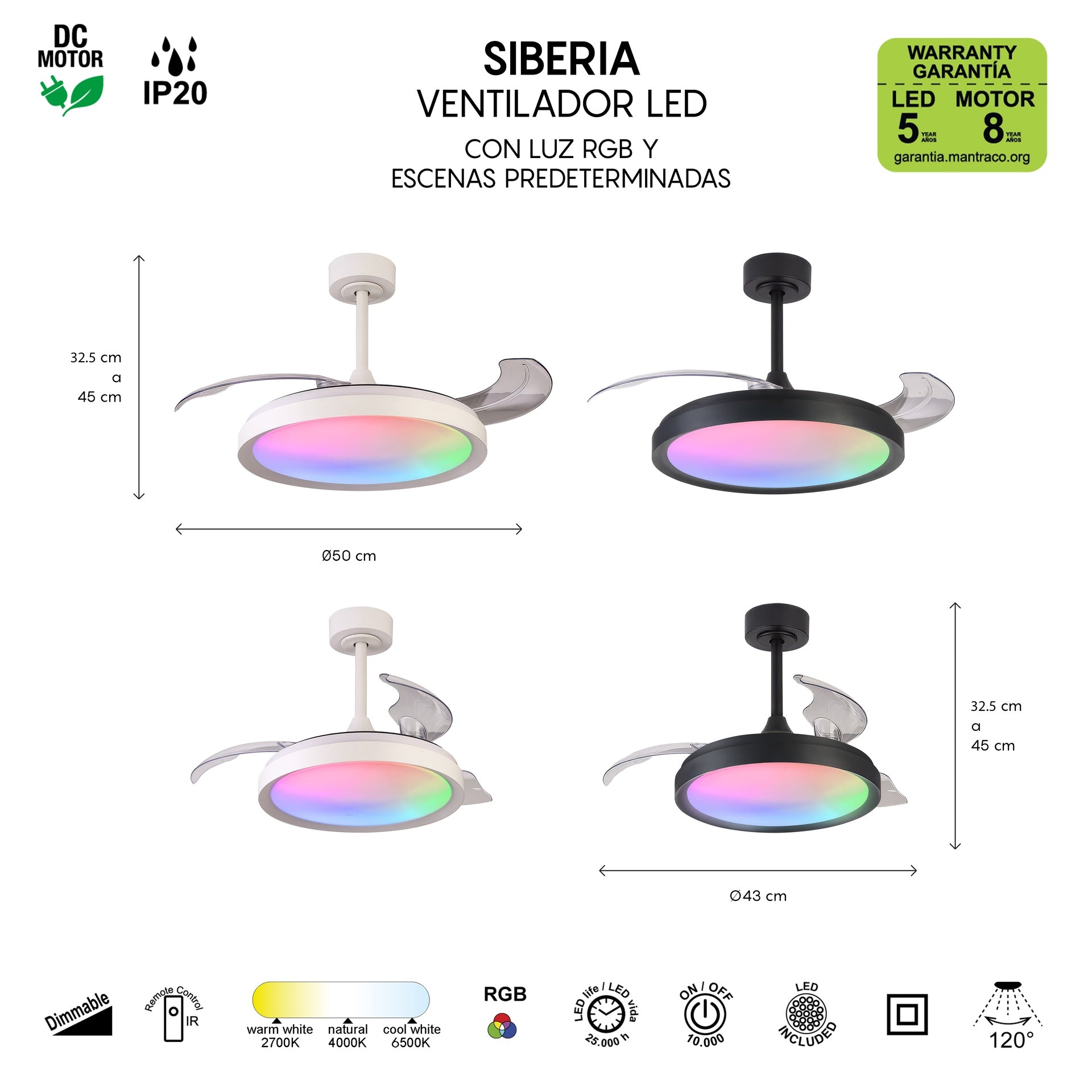 ***DES*** SIBERIA * Plafon / Ventilador - Blanco D43