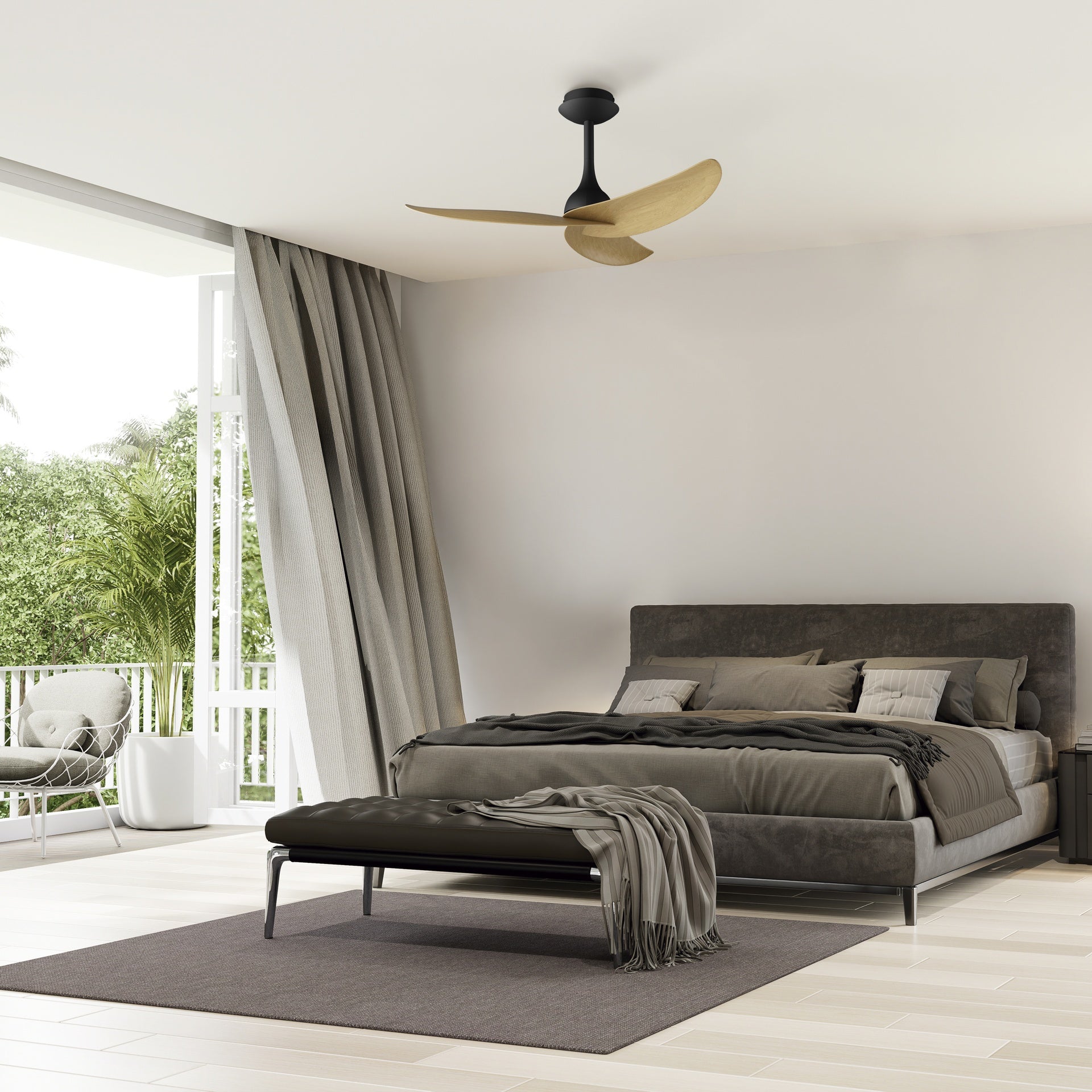 IPANEMA * VENTILADOR - NEGRO+MADERA - 3 PALAS