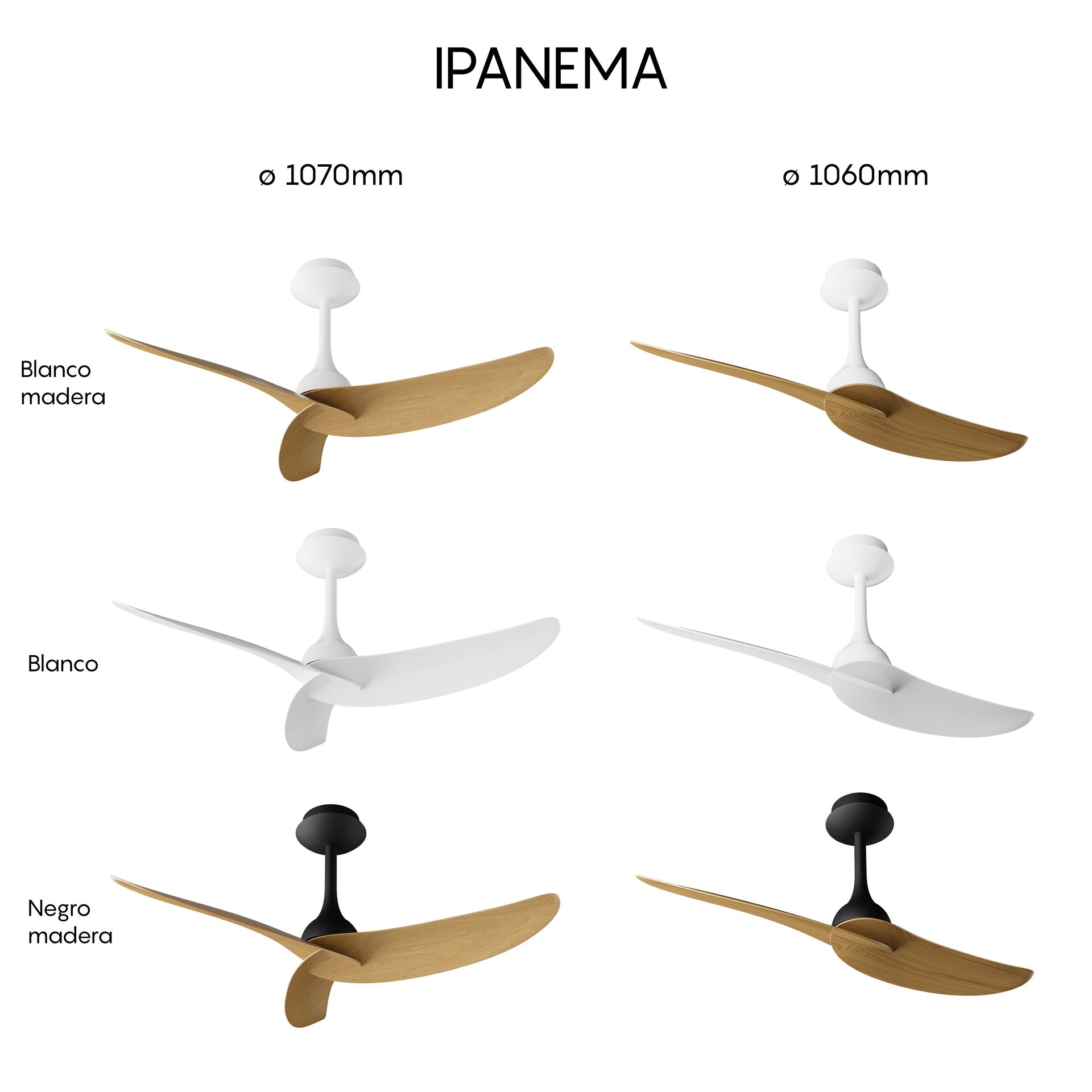IPANEMA * VENTILADOR - BLANCO/MADERA - 3 PALAS