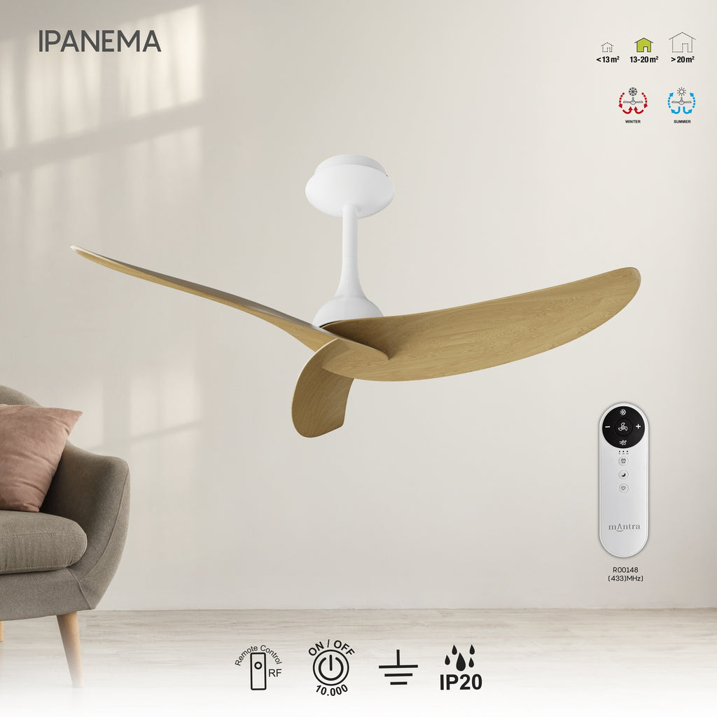 IPANEMA * VENTILADOR - BLANCO/MADERA - 3 PALAS