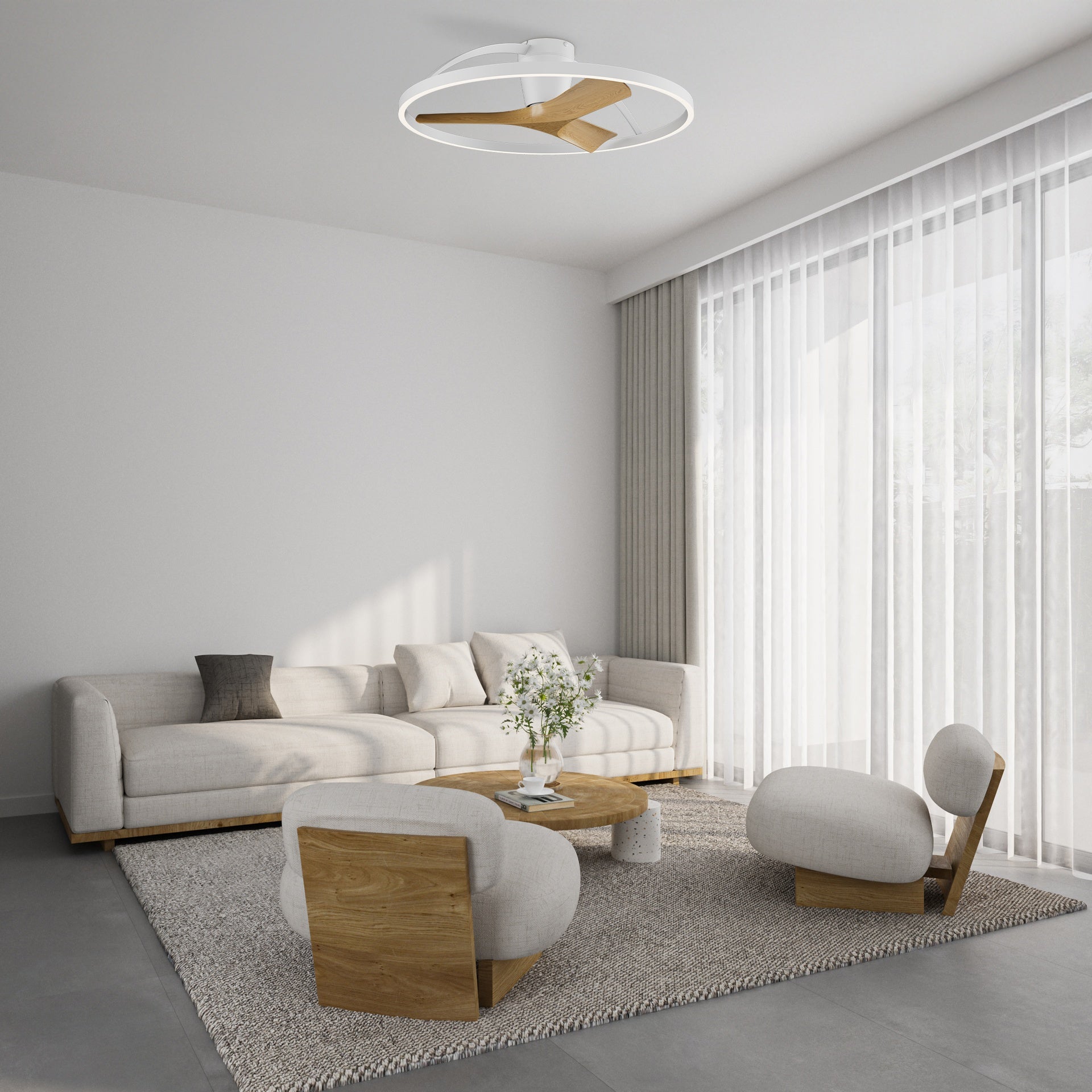NEPAL II * VENTILADOR / PLAFON LED - BLANCO / MADERA