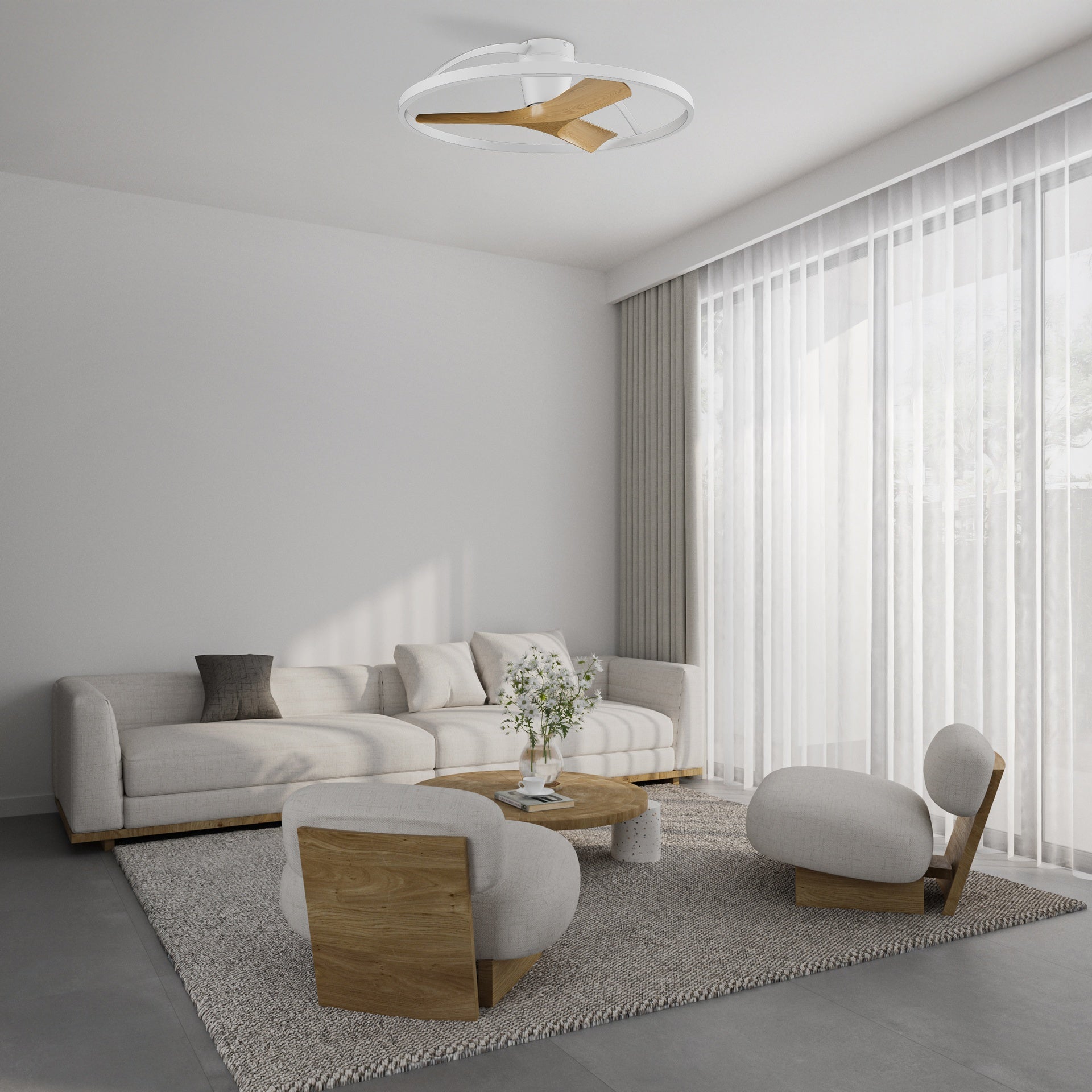 NEPAL II * VENTILADOR / PLAFON LED - BLANCO / MADERA