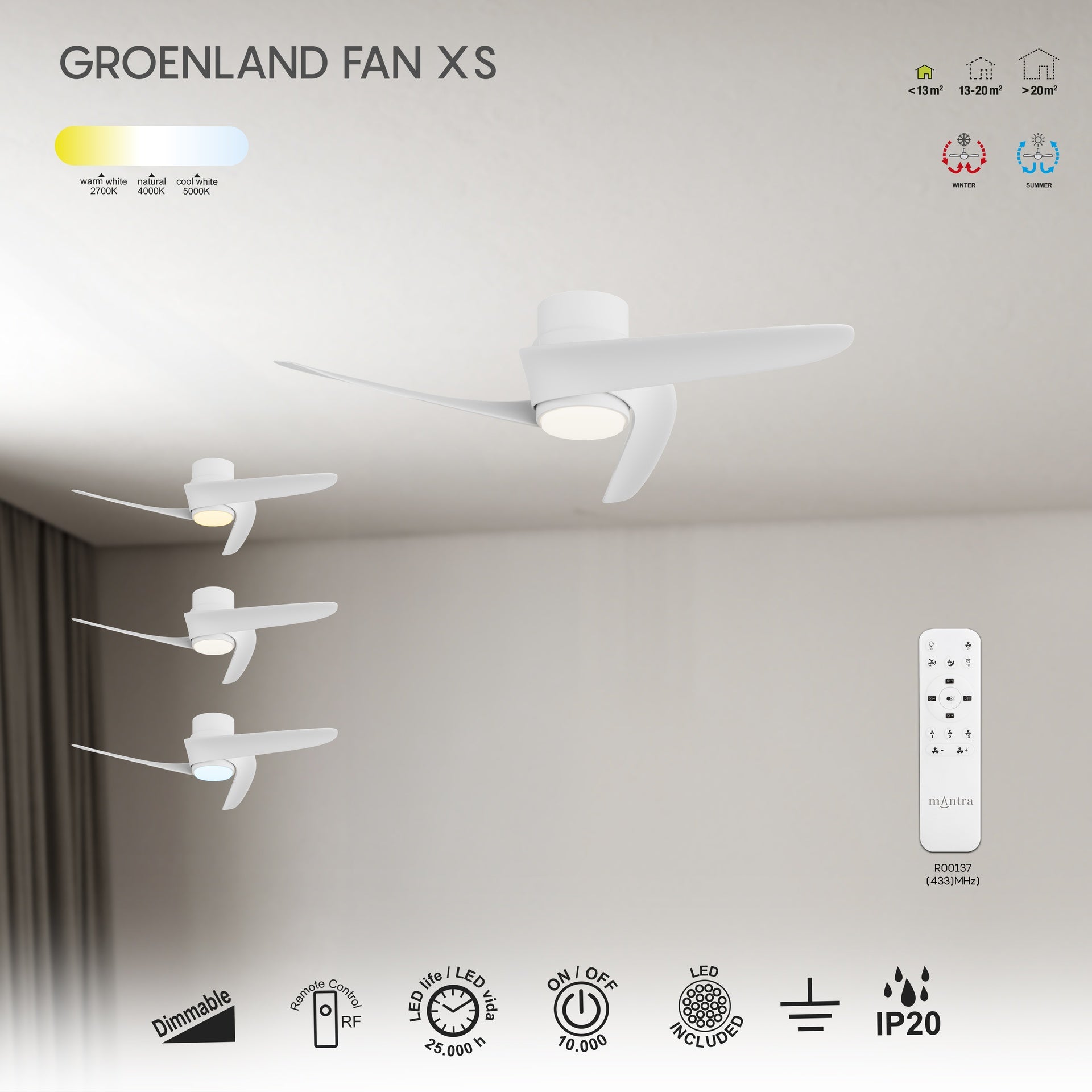 GROENLAND XS * PLAFON / VENTILADOR - BLANCO