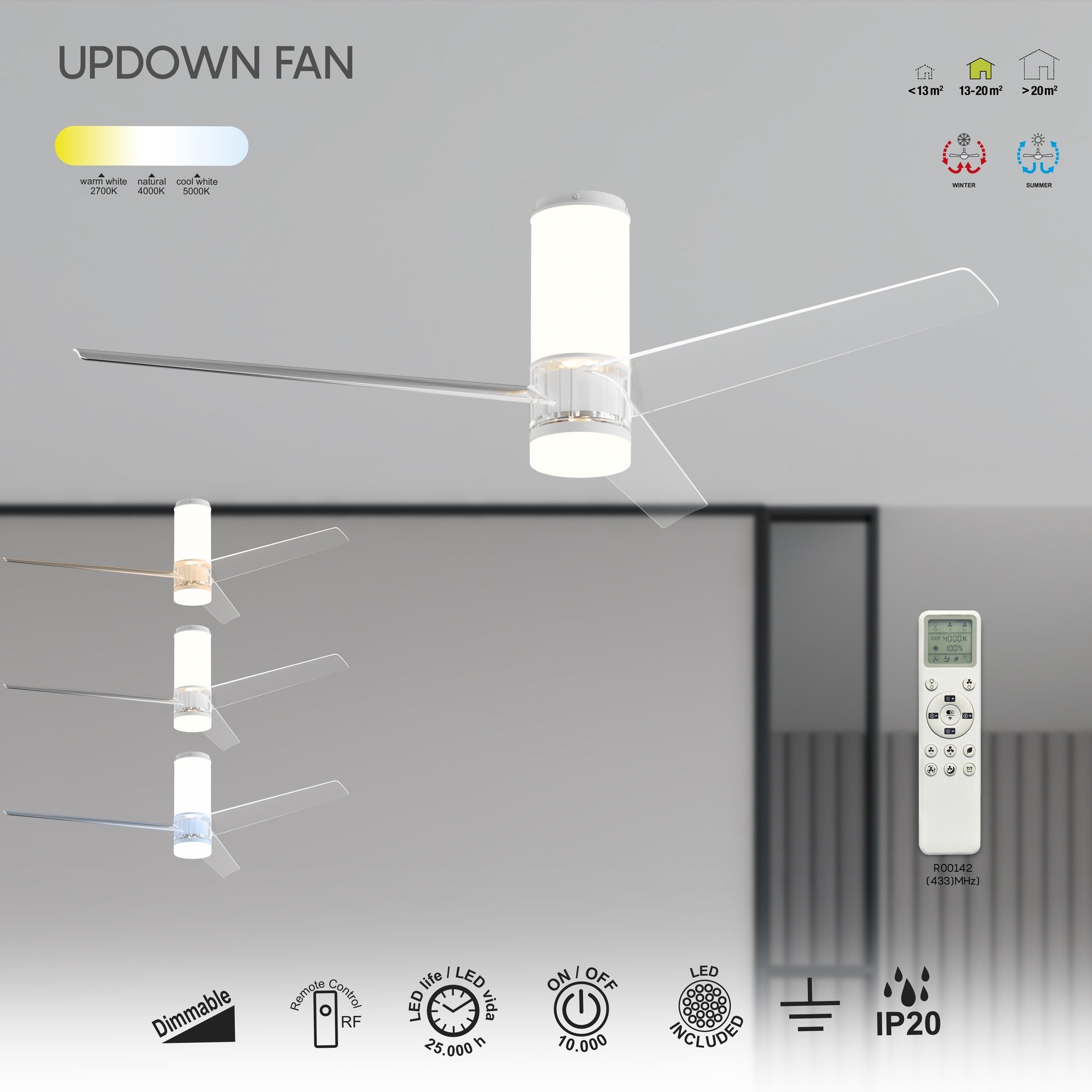 UP AND DOWN FAN * PLAFON / VENTILADOR - BLANCO