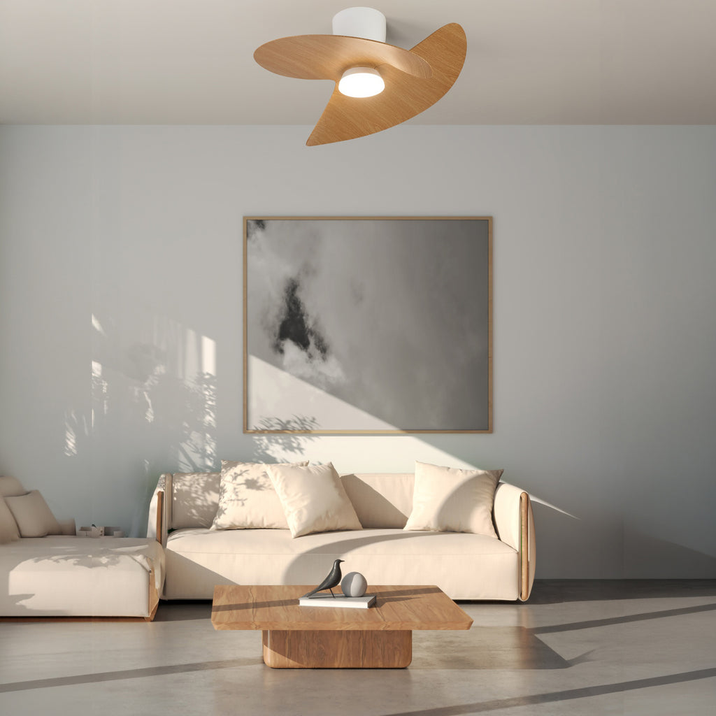ONA * PLAFON / VENTILADOR - BLANCO-MADERA