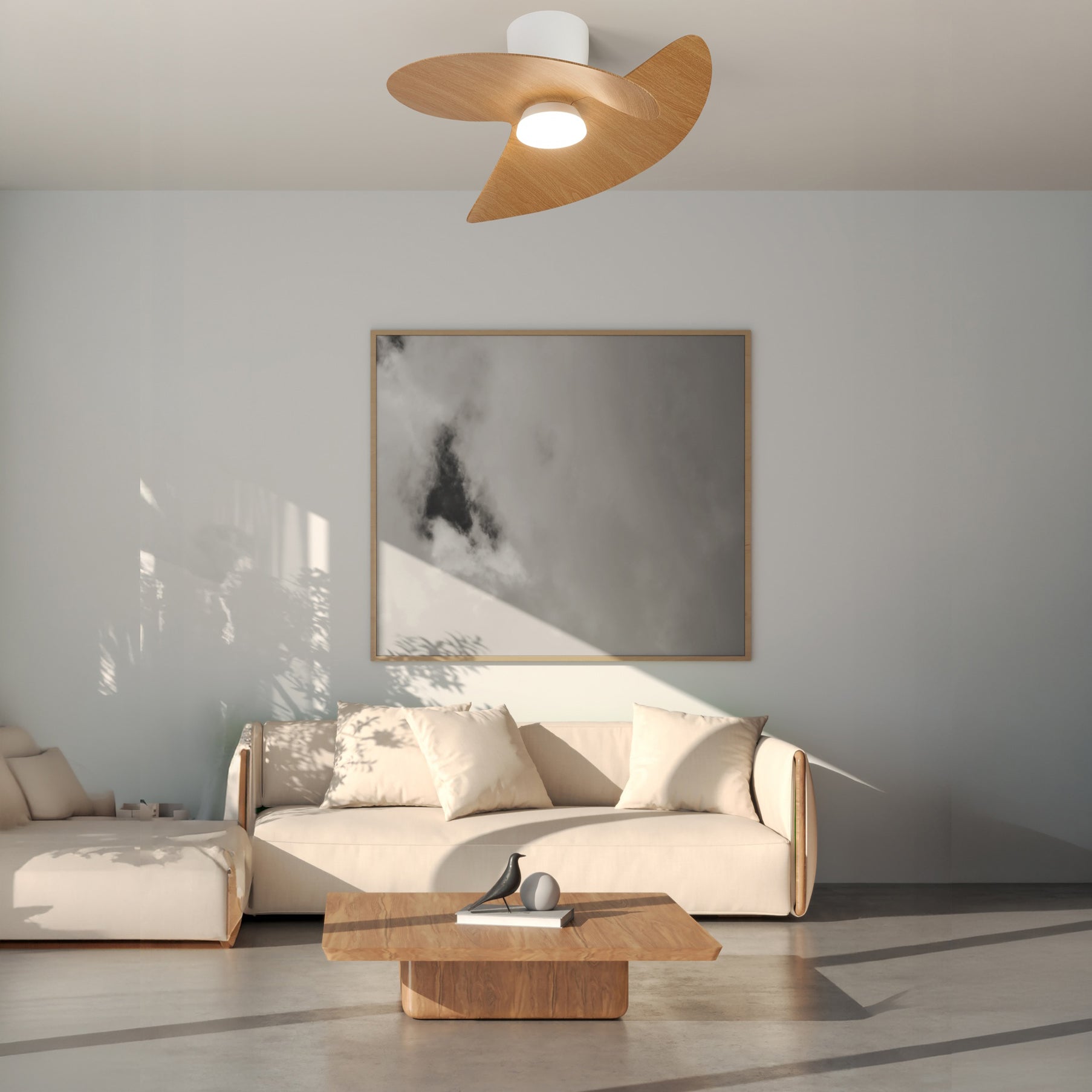 ONA * PLAFON / VENTILADOR - BLANCO-MADERA