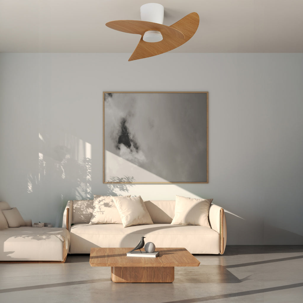 ONA * PLAFON / VENTILADOR - BLANCO-MADERA