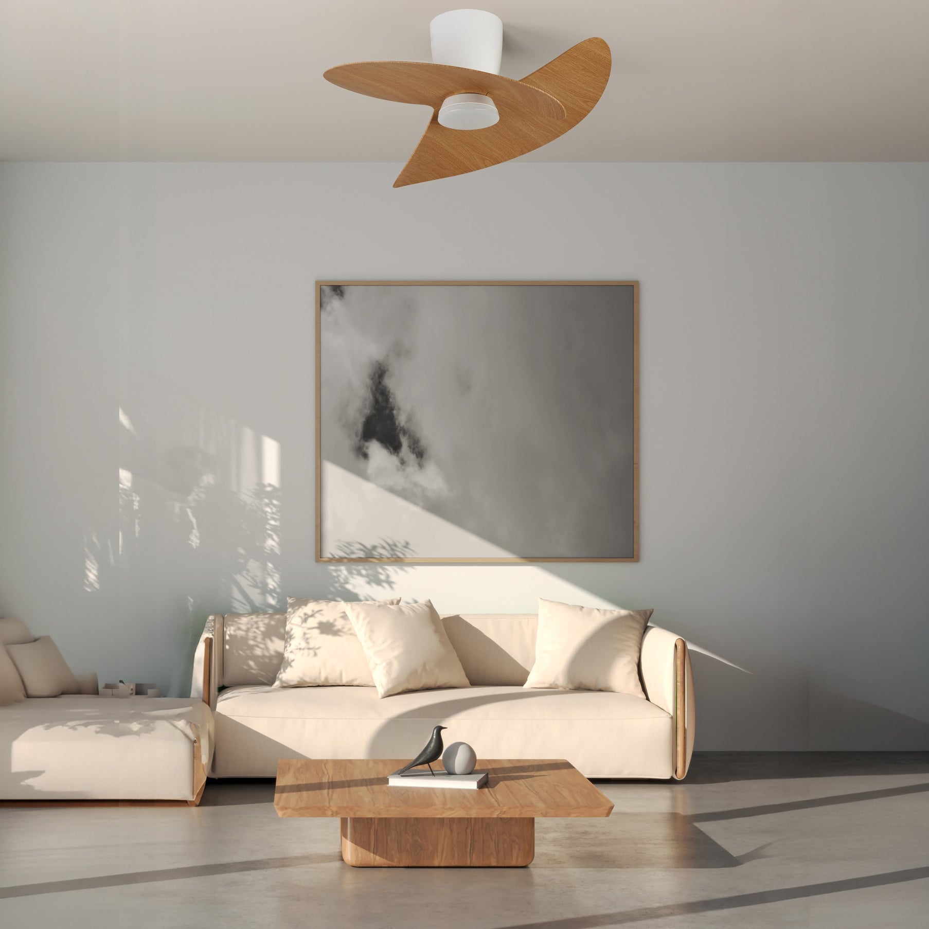 ONA * PLAFON / VENTILADOR - BLANCO-MADERA