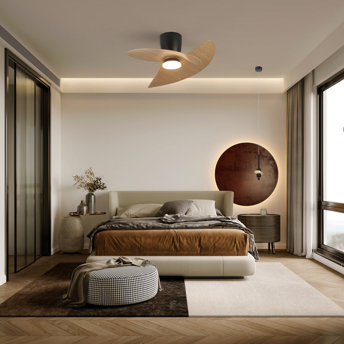 ONA * PLAFON / VENTILADOR - NEGRO-MADERA