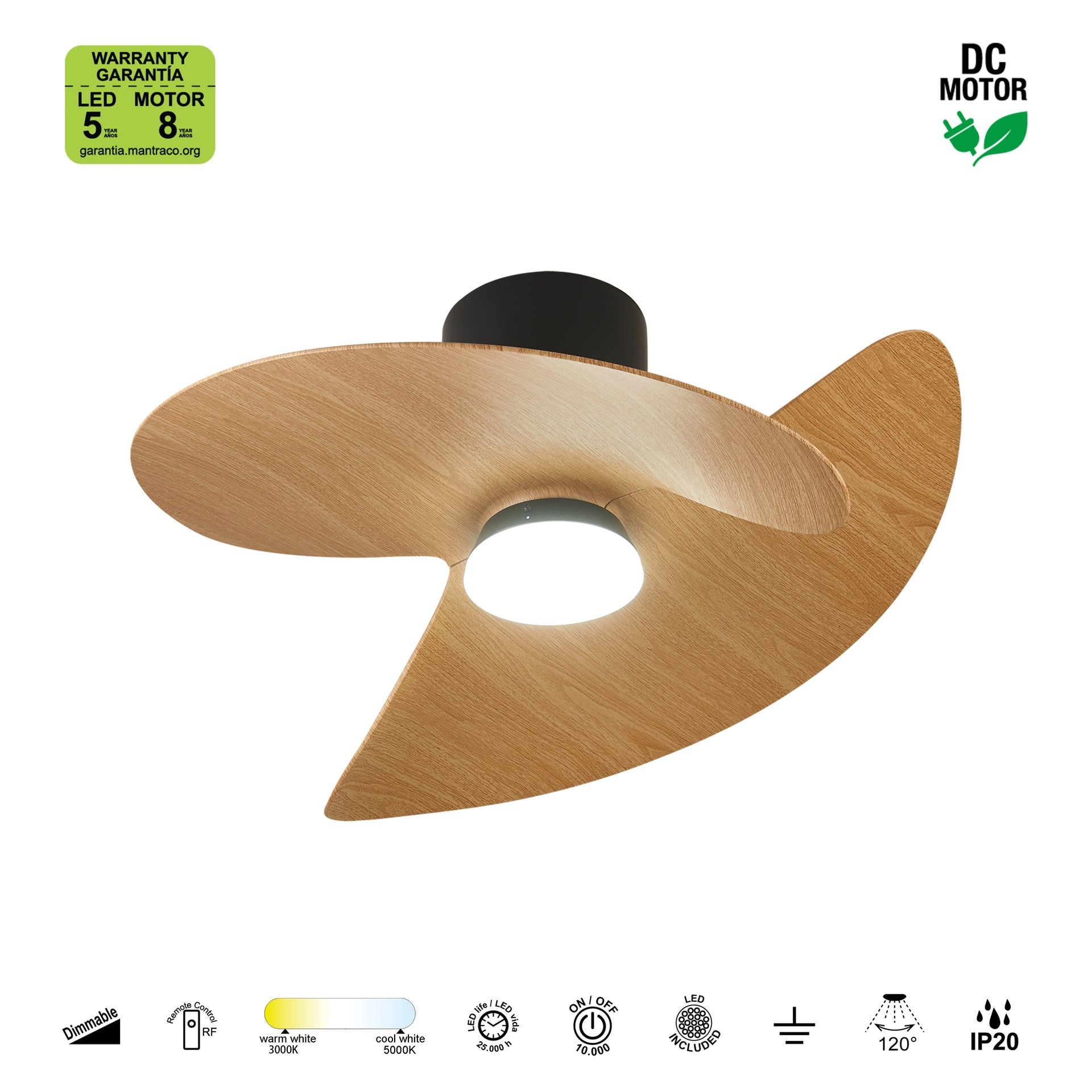 ONA * PLAFON / VENTILADOR - NEGRO-MADERA