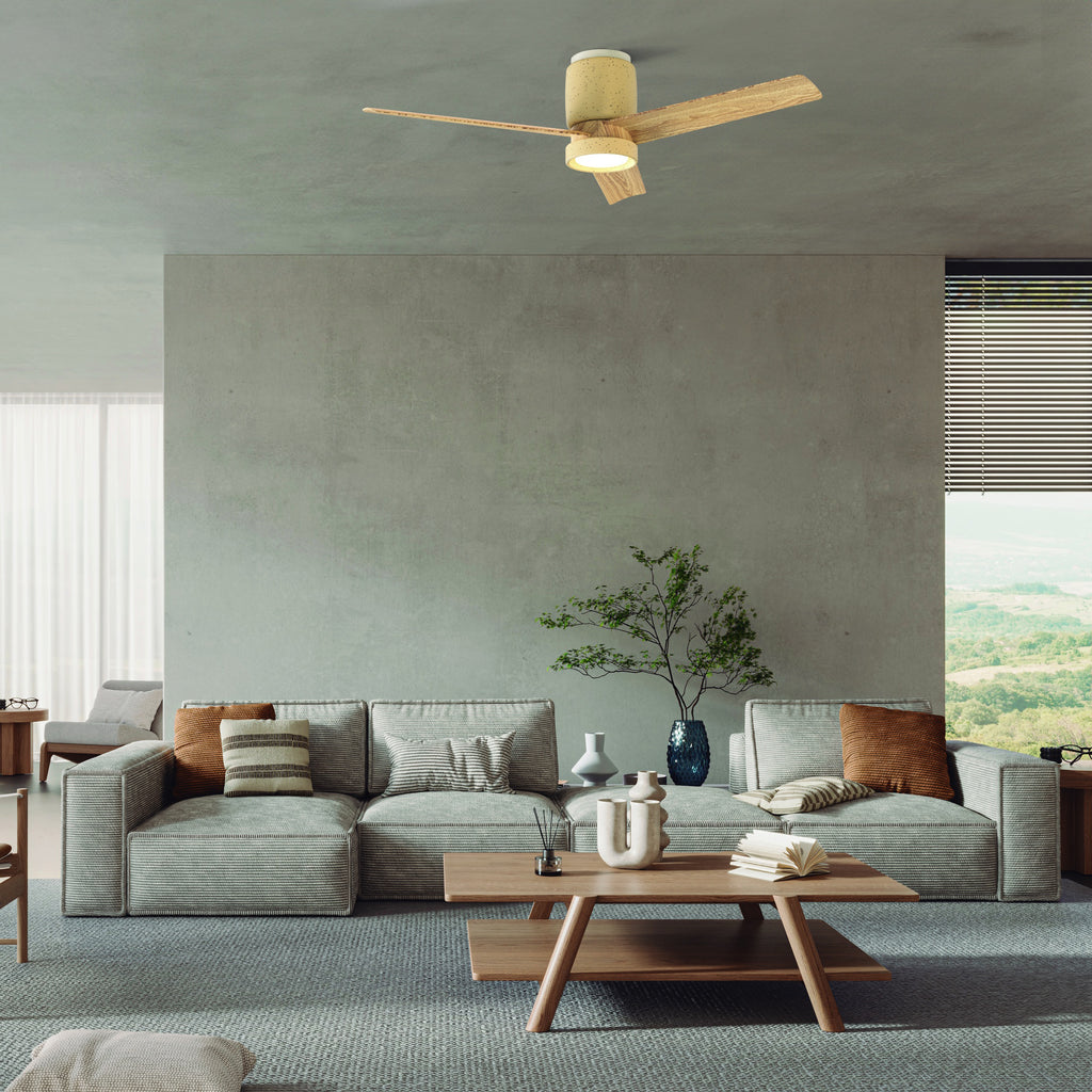 CERAMICA M * PLAFÓN / VENTILADOR - CERÁMICA BEIGE + MADERA
