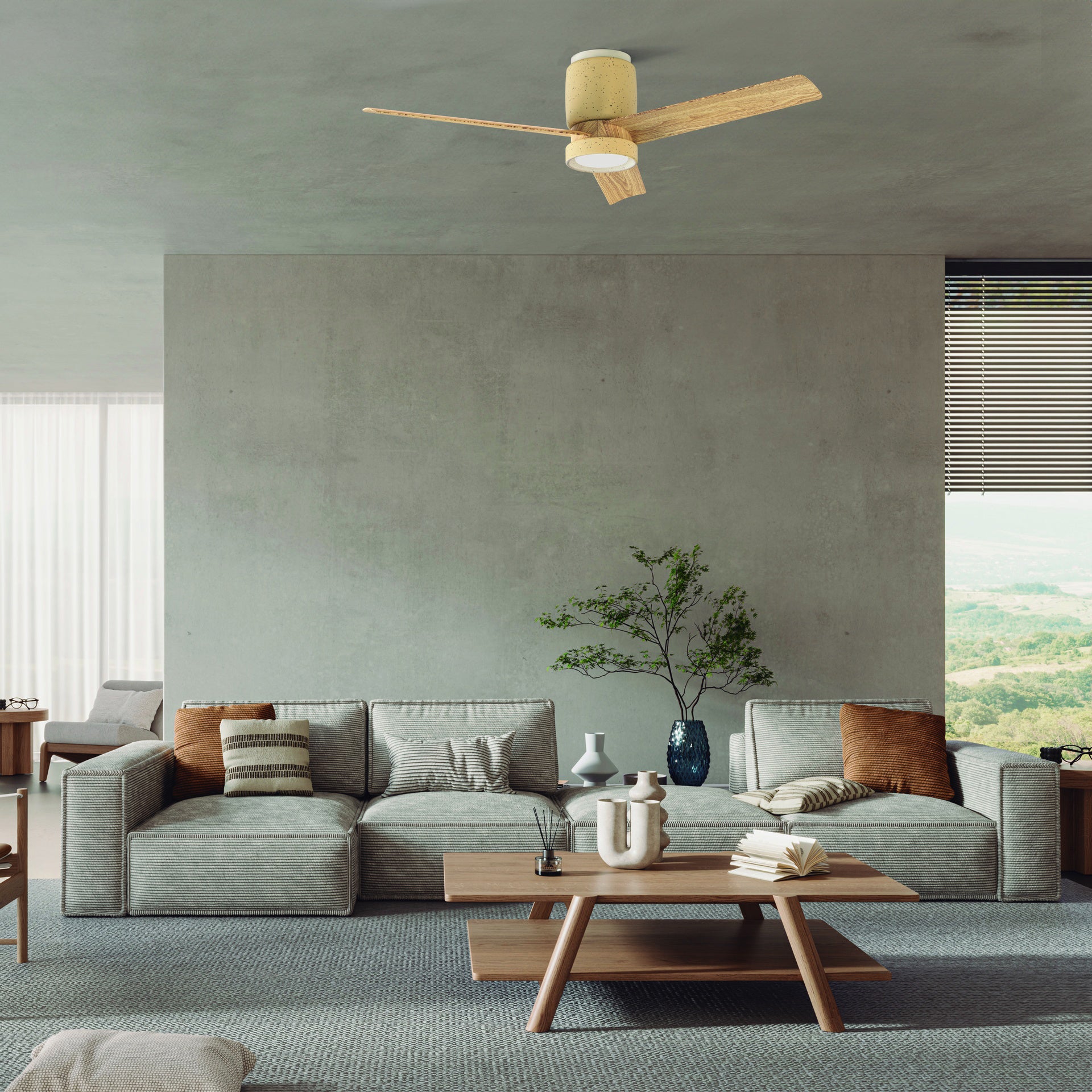 CERAMICA M * PLAFÓN / VENTILADOR - CERÁMICA BEIGE + MADERA