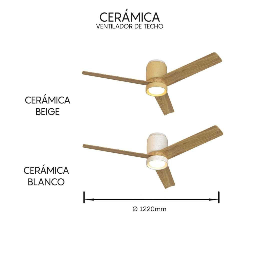 CERAMICA M * PLAFÓN / VENTILADOR - CERÁMICA BEIGE + MADERA