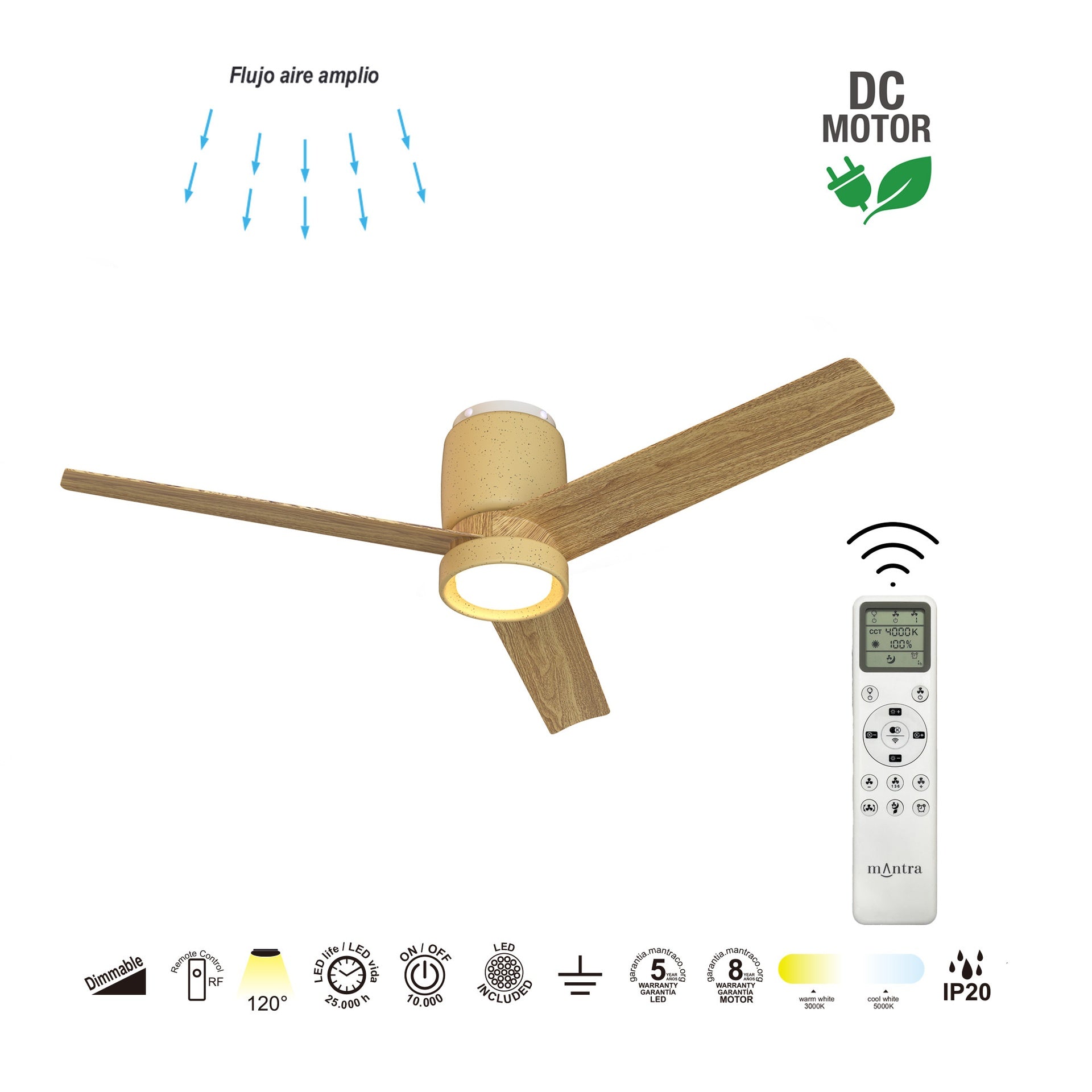 CERAMICA M * PLAFÓN / VENTILADOR - CERÁMICA BEIGE + MADERA