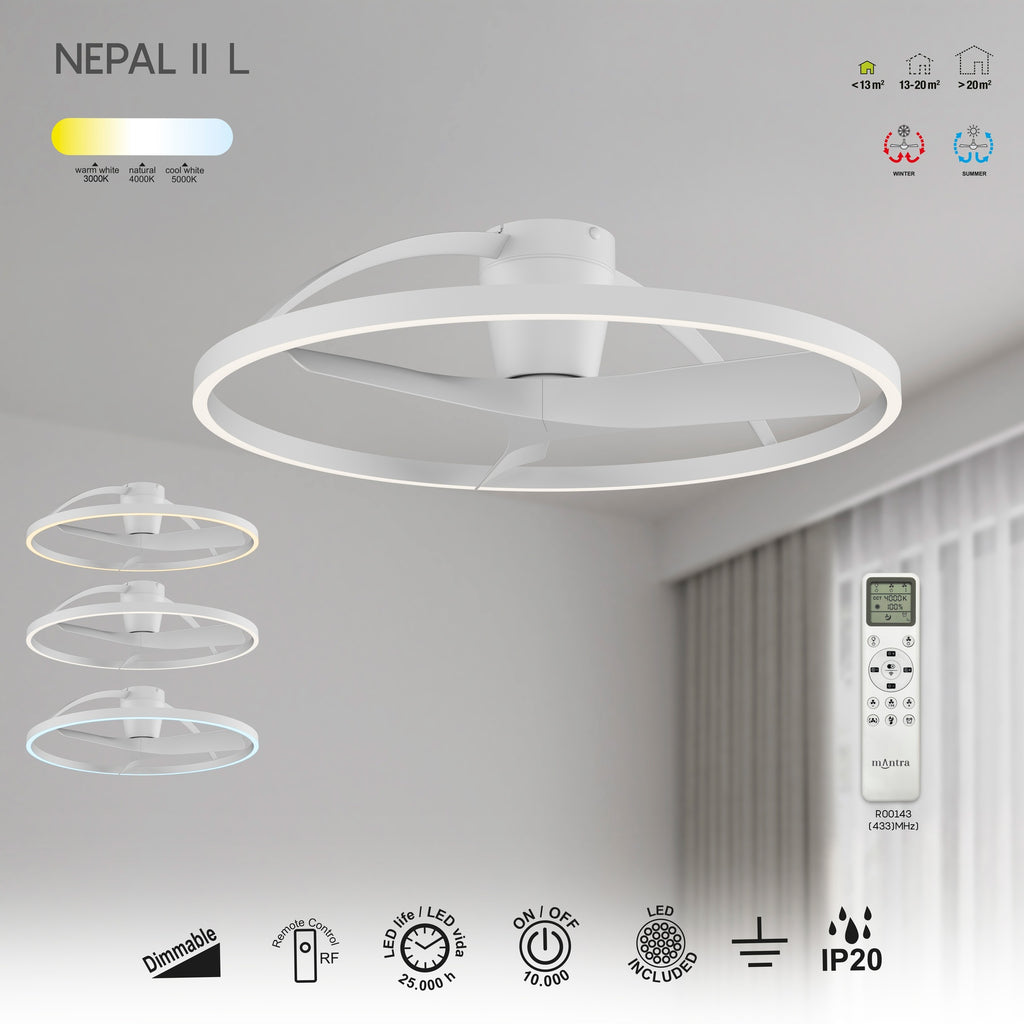 NEPAL II *PLAFON / VENTILADOR - BLANCO - GRANDE