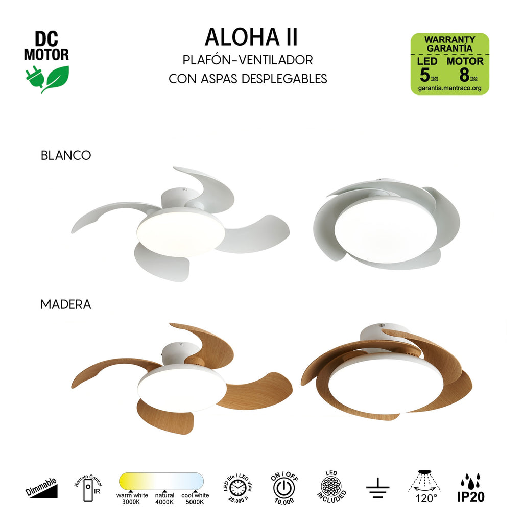ALOHA II * PLAFÓN / VENTILADOR - BLANCO-MADERA