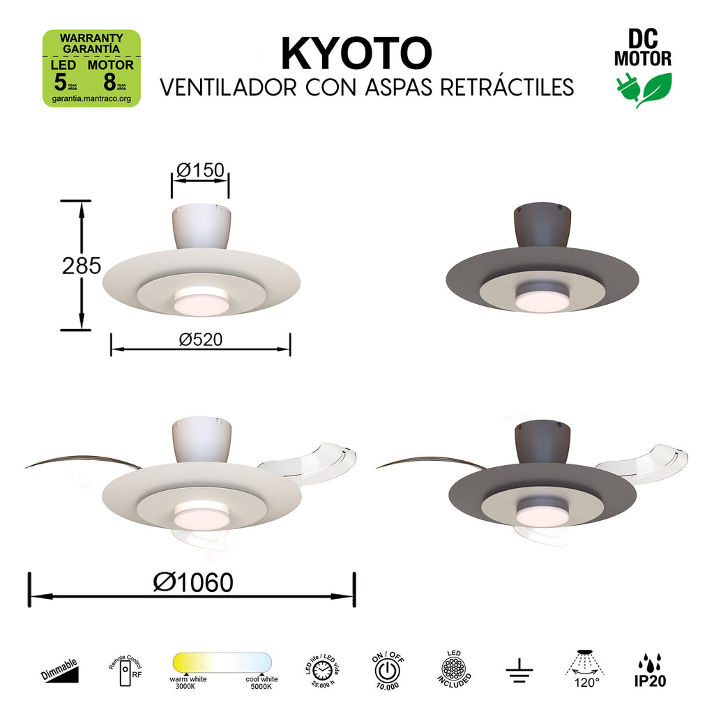 KYOTO * PLAFON / VENTILADOR - BLANCO