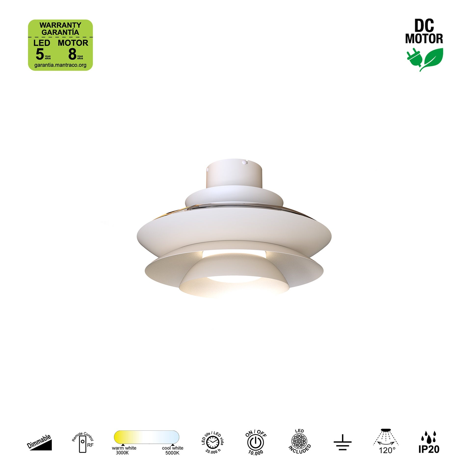 ACONCAGUA * Plafon/Ventilador Led - Blanco