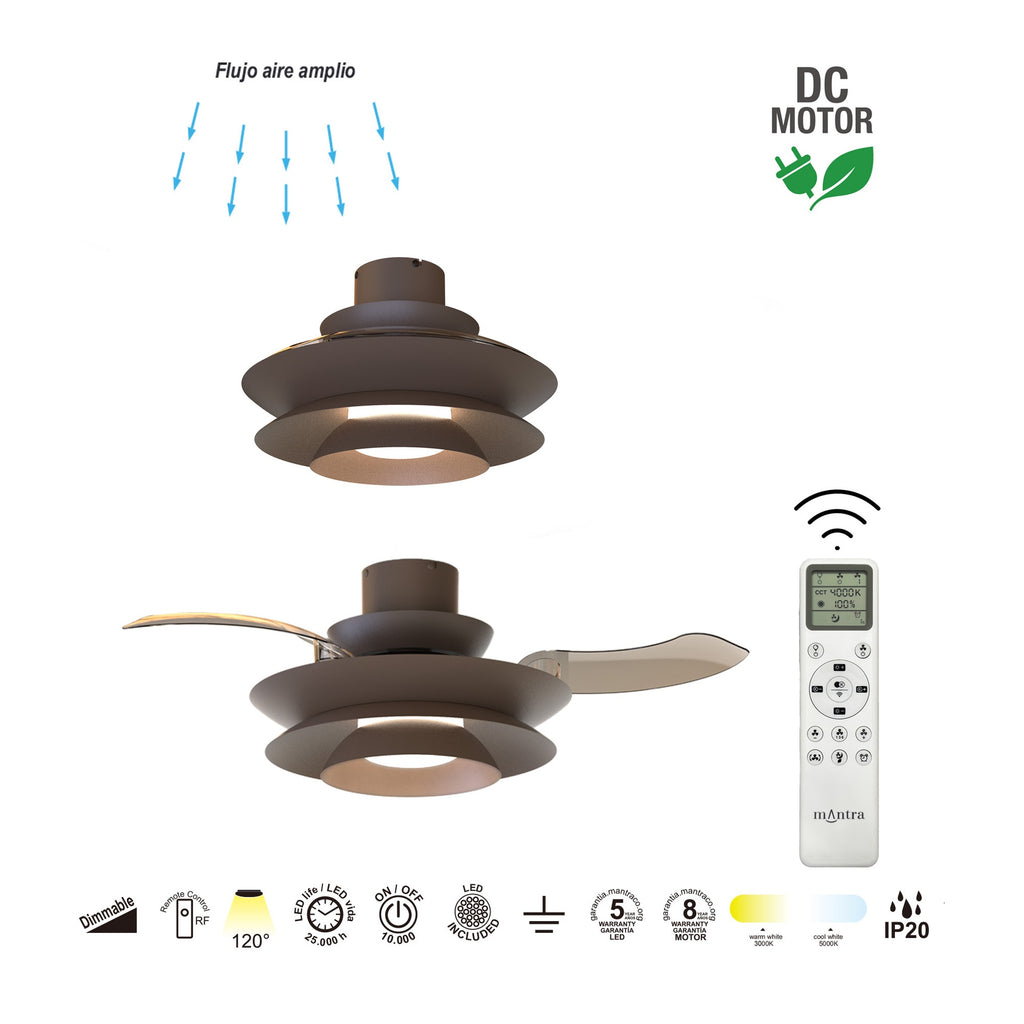ACONCAGUA * Plafón/Ventilador Led - Cafe