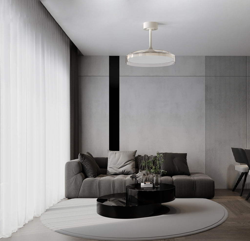 GLASS FAN * PLAFON / VENTILADOR 53 cm - BLANCO-TRANSPARENTE