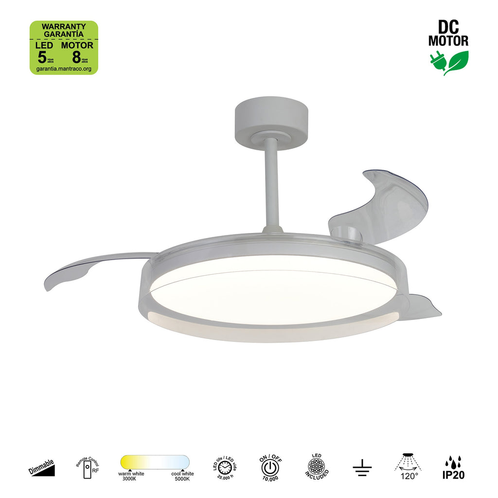 GLASS FAN * PLAFON / VENTILADOR 53 cm - BLANCO-TRANSPARENTE