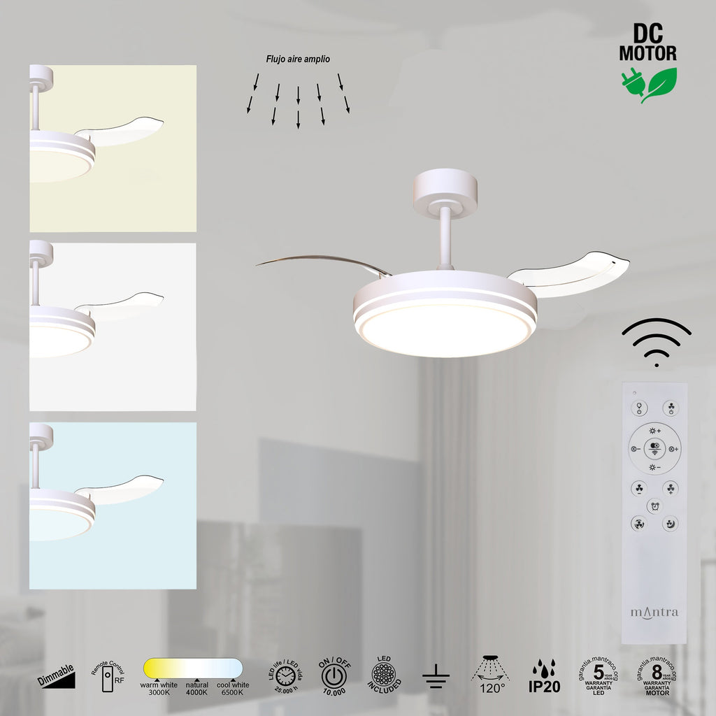 LUNA S * VENTILADOR PEQUEÑO LED - BLANCO