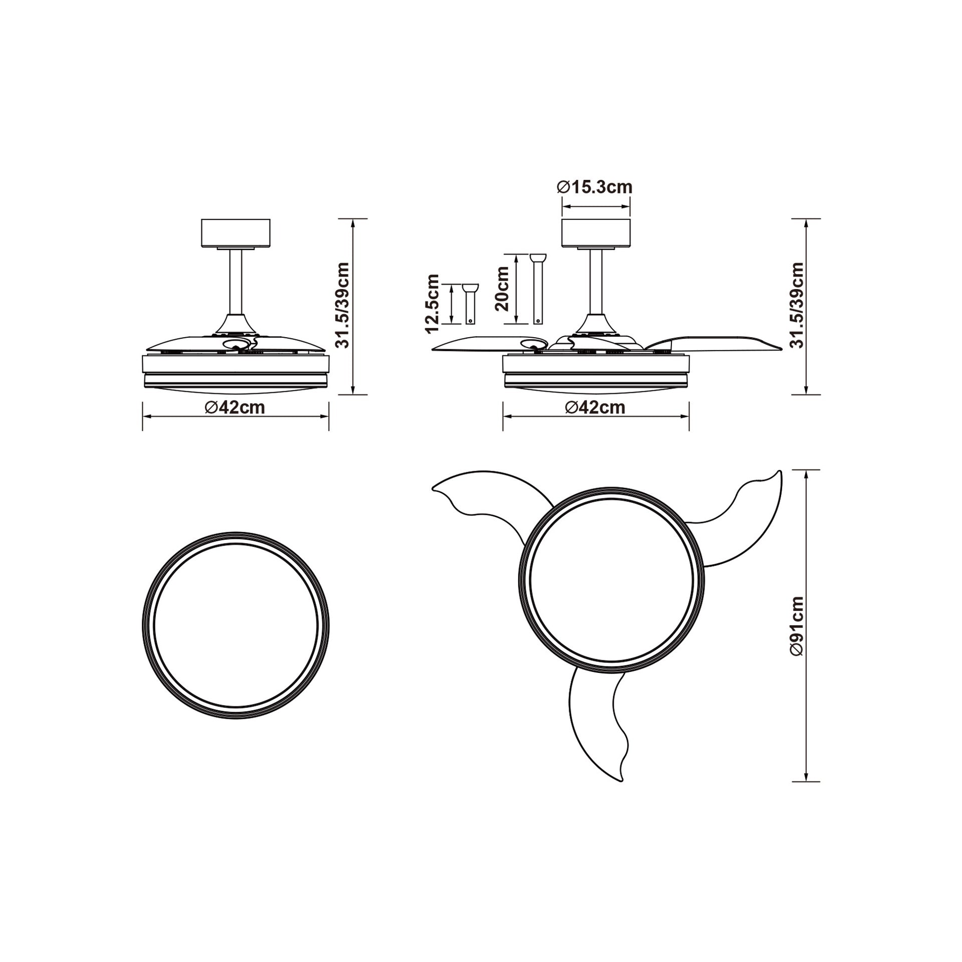 LUNA S * VENTILADOR PEQUEÑO LED - BLANCO