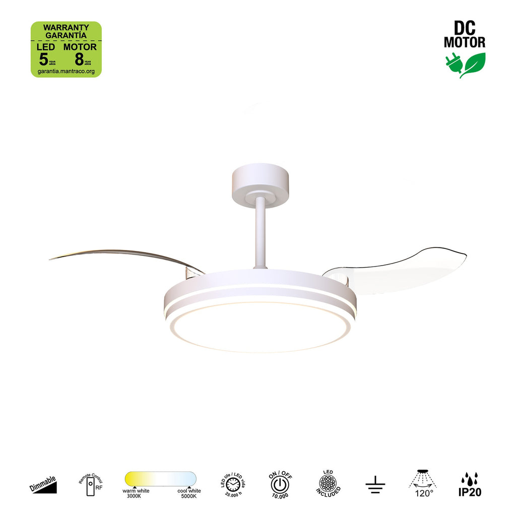 LUNA M * VENTILADOR MEDIANO LED - BLANCO